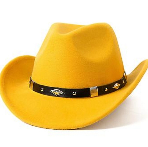 Women Classic Felt Wide Brim Western Cowboy Hat With Belt Buckle Trim New - Picture 2 of 9